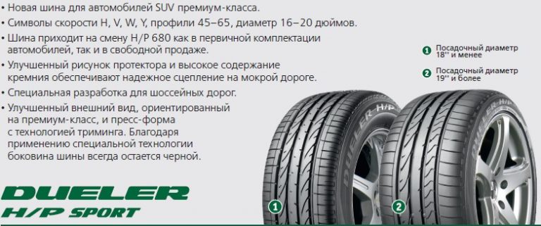 Bridgestone dueler h p sport характеристика